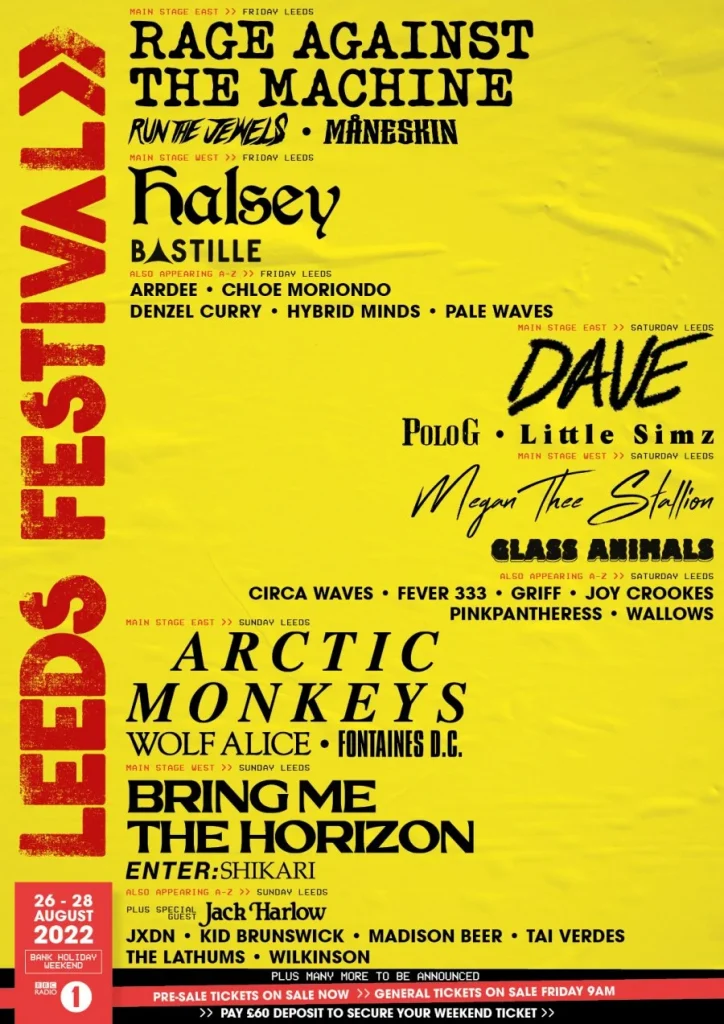Leeds Festival 2022 line-up - here's where you can get tickets - aAh! Magazine